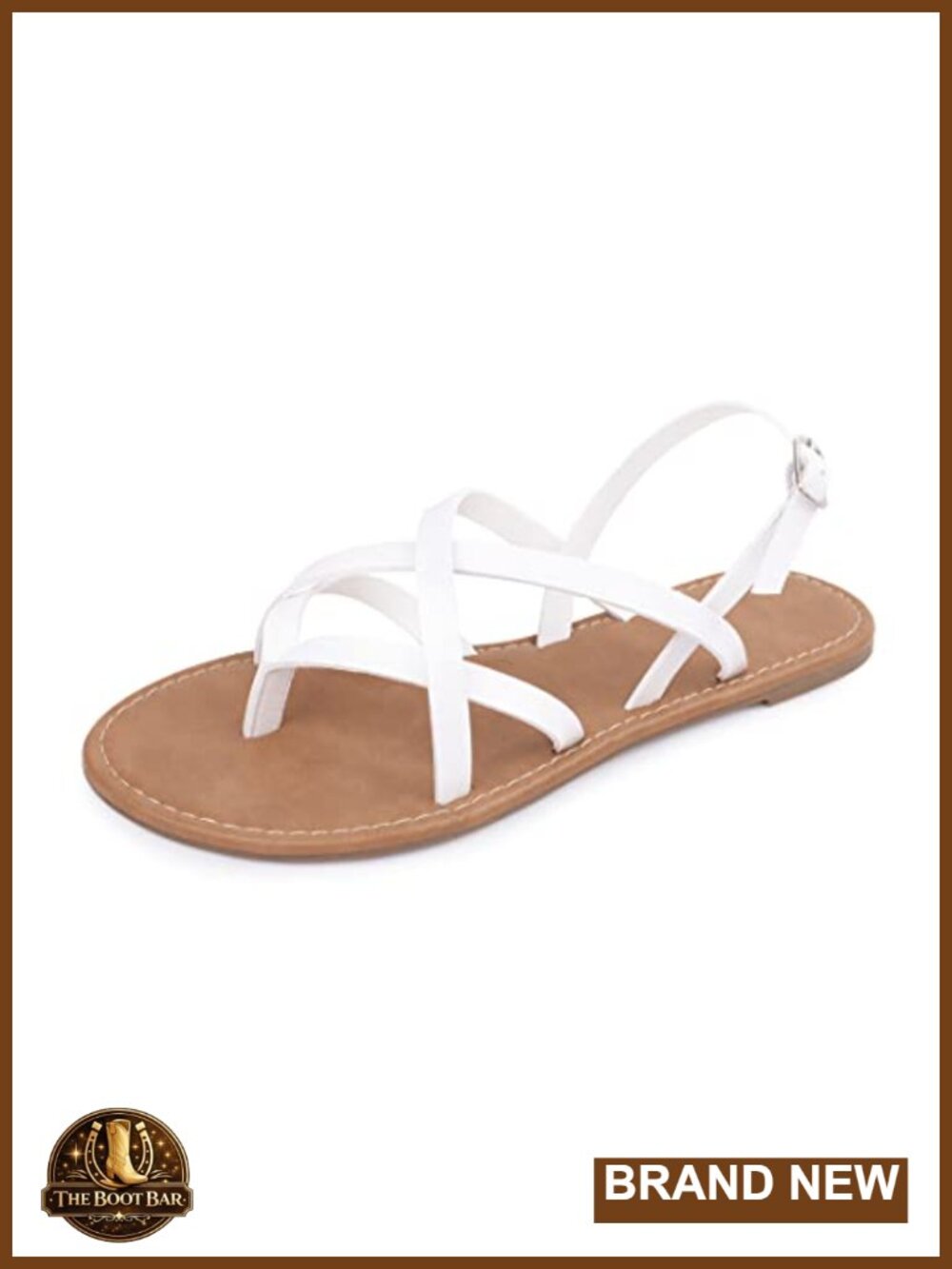Strappy Gladiator Flat Sandals with Adjustable Buckle PU Upper TPR Sole